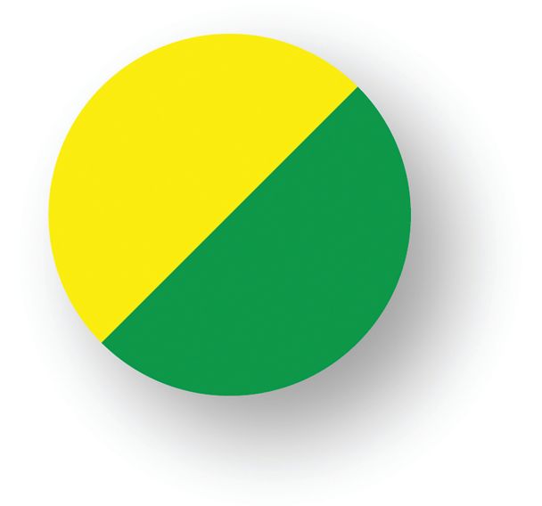 Rond adhésif de marquage au sol LeanStripe - Vert/Jaune - Ergomat