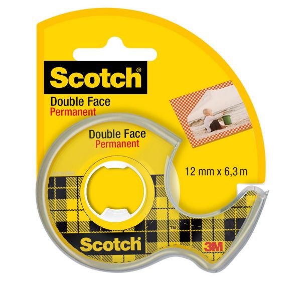 Rouleau adhésif double face sur dévidoir 12 mm x 6,3 m