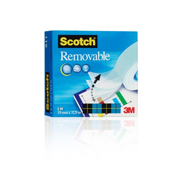 Rouleau adhésif repositionnable invisible 19 mm x 33 m