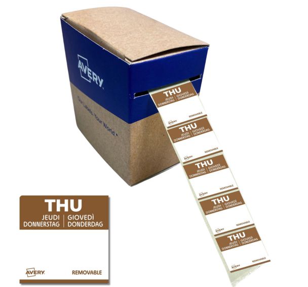 Rouleau de 1000 Étiquettes Jeudi - 25 x 25 mm - Amovibles