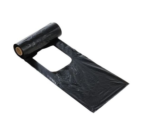 Rouleau de sacs à déjections canines avec bretelles PEHD noir Manutan Expert