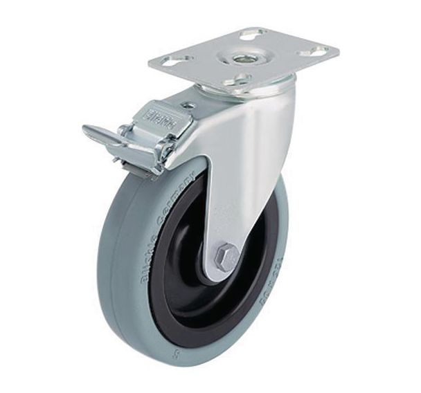 Roulette à platine - Charge 60 à 110 kg - Pivotante à frein