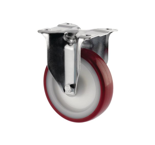 Roulette à platine avec bandage polyuréthane sur corps polyamide et monture zinguée