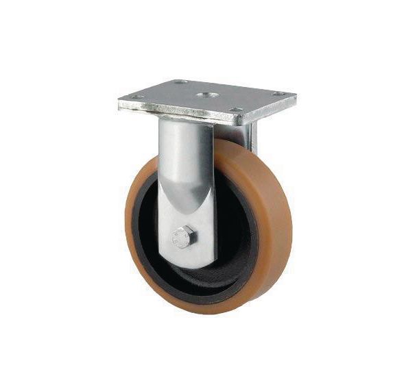 Roulette à platine pour le transport de charges lourdes en polyuréthane avec corps en fonte