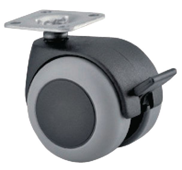 Roulette bandage caoutchouc double galet - Force 40 kg - A platine