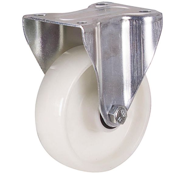 Roulette fixe à bandage en polyamide, 125 x 38 mm, blanc