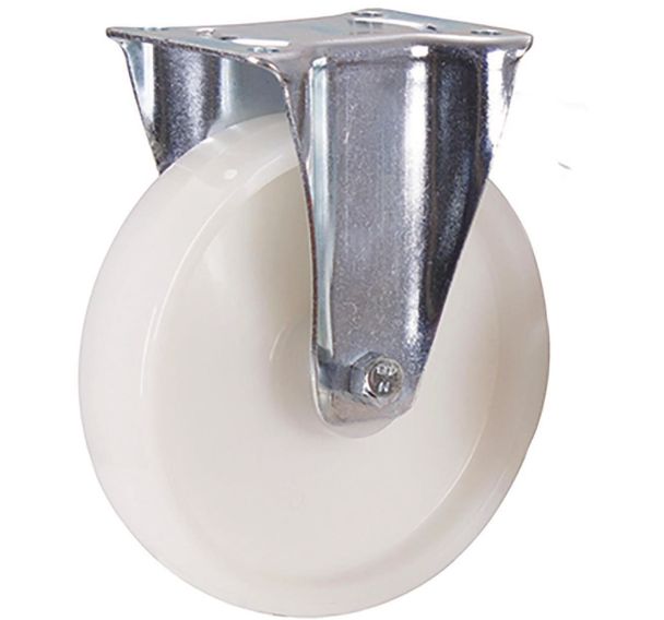 Roulette fixe à bandage en polyamide, 200 x 50 mm, blanc