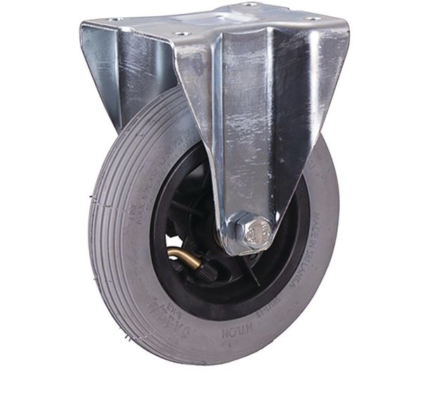 Roulette fixe à bandage pneumatique, 150 x 30 mm, gris