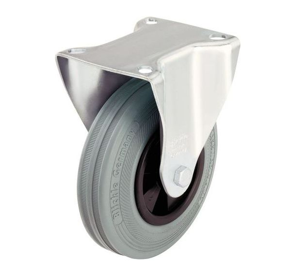 Roulette fixe à platine - Charge 50 à 205 kg - Grise
