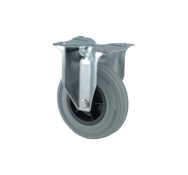 Roulette fixe à platine - Force 70 à 205 kg - Grise