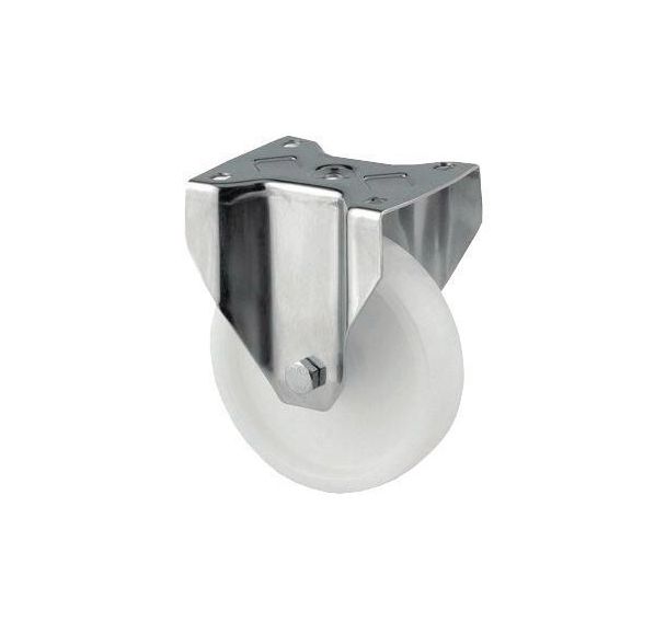 Roulette fixe à platine polyamide et monture inox - Force 200 à 400 kg