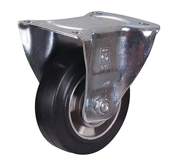 Roulette fixe en caoutchouc élastique plein, 125 x 40 mm, noir