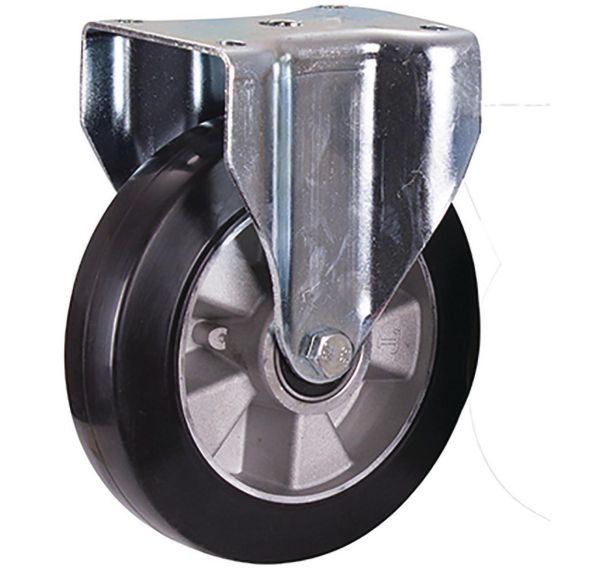 Roulette fixe en caoutchouc élastique plein, 200 x 50 mm, noir