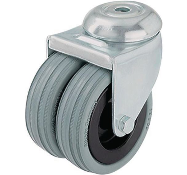 Roulette jumelée à œil - Charge 70 à 100 kg - Pivotante