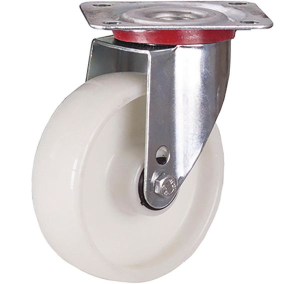 Roulette pivotante à bandage en polyamide, 125 x 38 mm, blanc