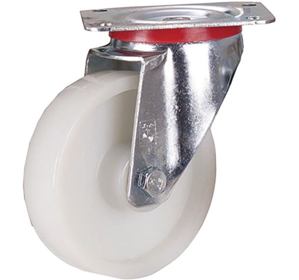 Roulette pivotante à bandage en polyamide, 150 x 40 mm, blanc