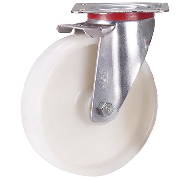 Roulette pivotante à bandage en polyamide, 200 x 50 mm, blanc