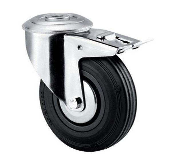 Roulette pivotante à œil avec frein - Force 100 kg