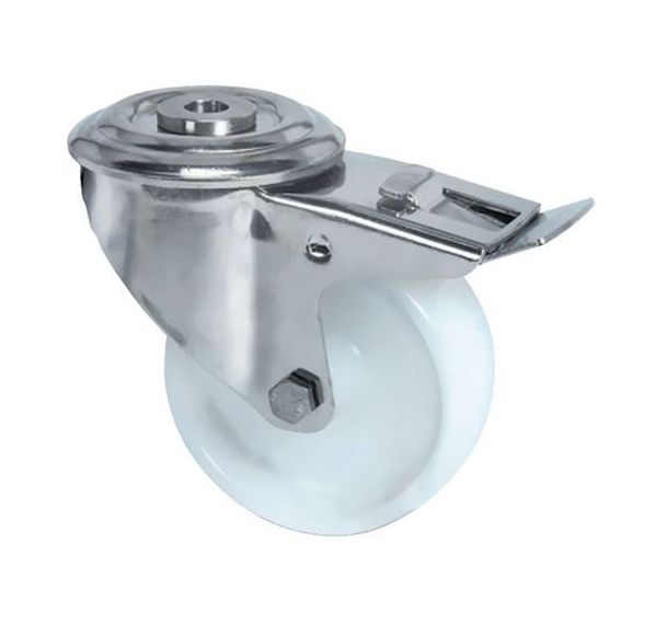 Roulette pivotante à œil et frein - Force 150 kg