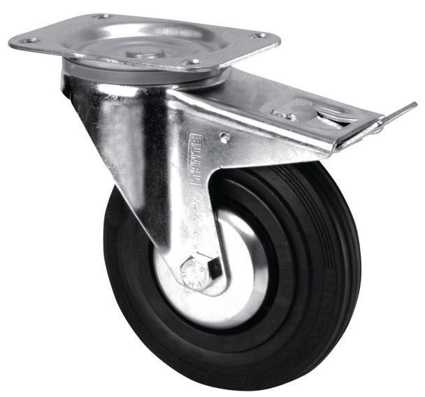 Roulette pivotante à monture platine avec frein - Force 70 à 200 kg