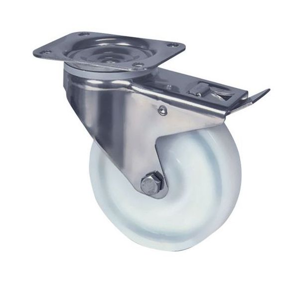 Roulette pivotante à oeil et frein - Force 300 kg