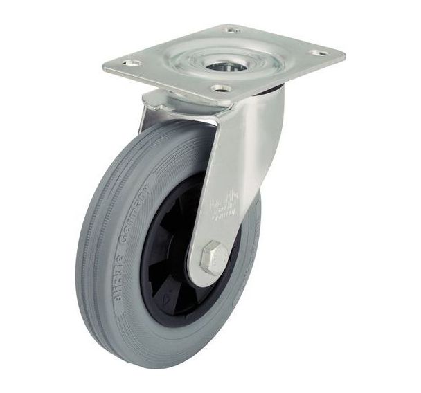 Roulette pivotante à platine - Charge 50 à 205 kg - Grise