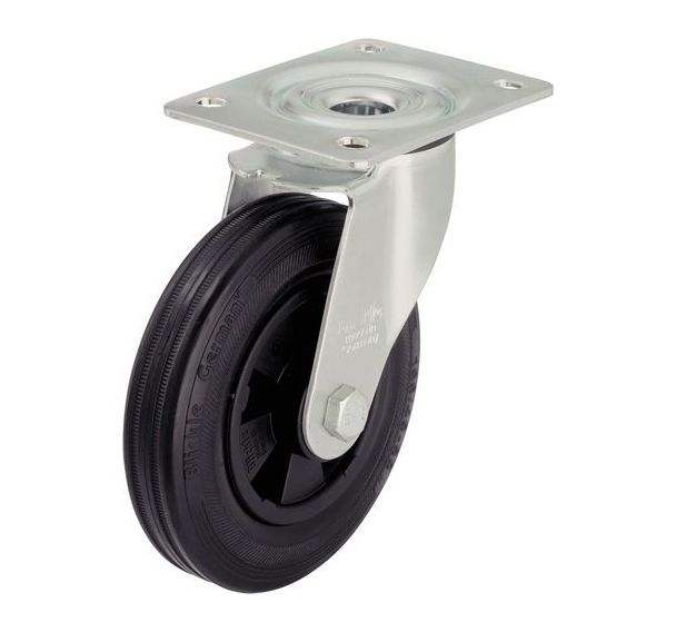 Roulette pivotante à platine - Charge 50 à 295 kg - Noire