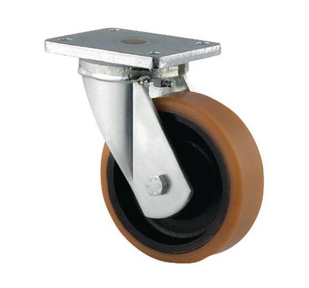 Roulette pivotante à platine - Force 450 à 2 000 kg - Avec corps en fonte