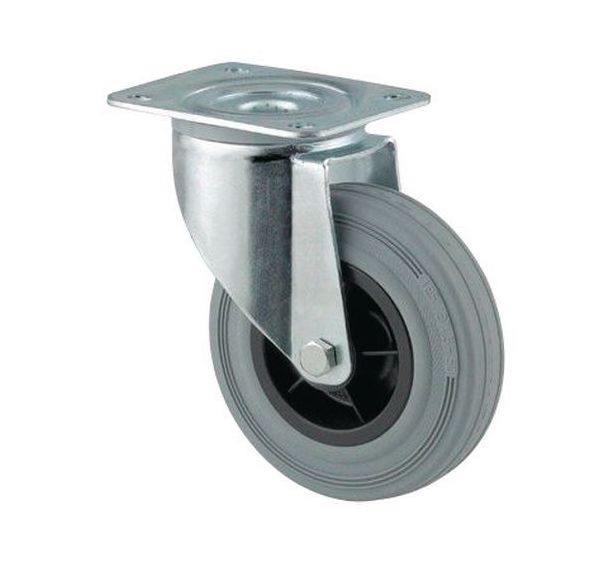Roulette pivotante à platine - Force 70 à 205 kg - Grise
