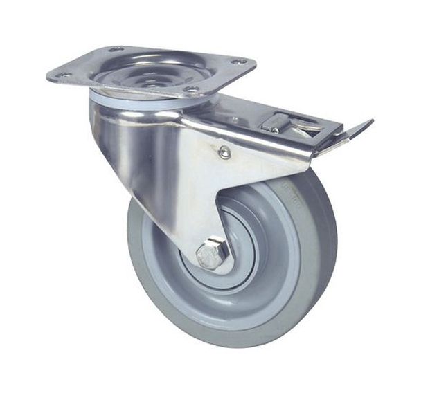 Roulette pivotante à platine et frein - Capacité 160 à 400 kg