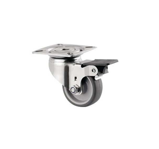 Roulette pivotante à platine et frein - Capacité 40 kg