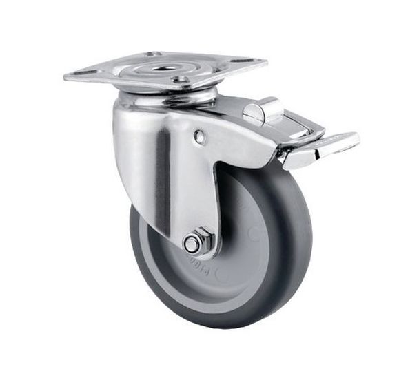 Roulette pivotante à platine et frein - Capacité 60 kg