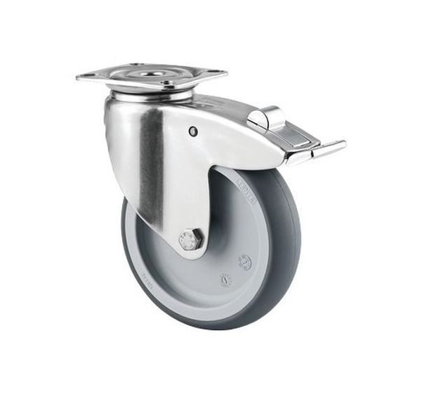 Roulette pivotante à platine et frein - Capacité 80 kg