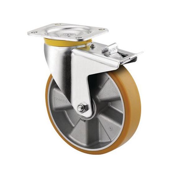 Roulette pivotante à platine et frein - Capacités 500 et 800 kg