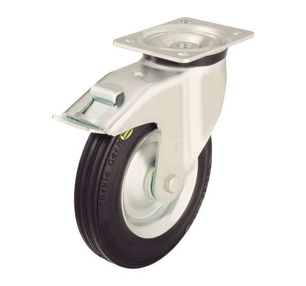 Roulette pivotante à platine et frein - Charge 100 à 350 kg