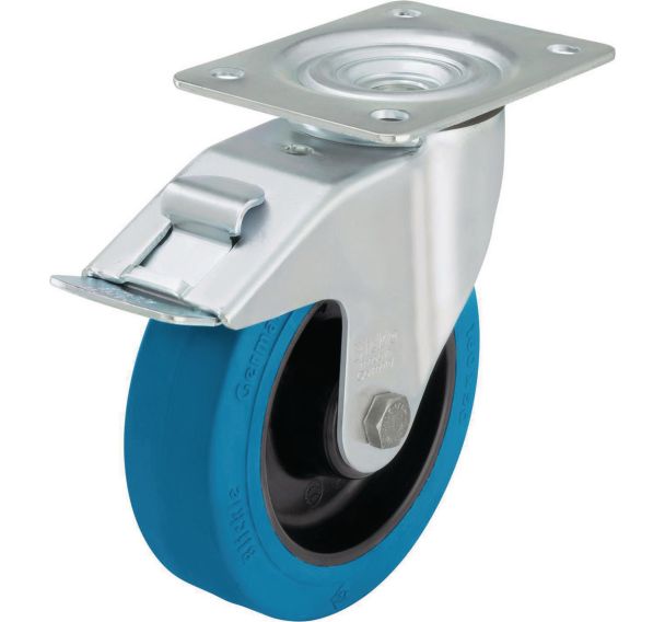 Roulette pivotante à platine et frein - Charge 150 à 300 kg