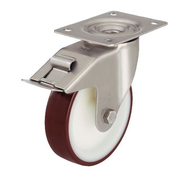 Roulette pivotante à platine et frein - Charge 150 à 400 kg