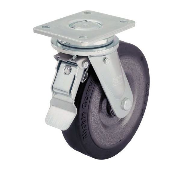 Roulette pivotante à platine et frein - Charge 180 à 900 kg