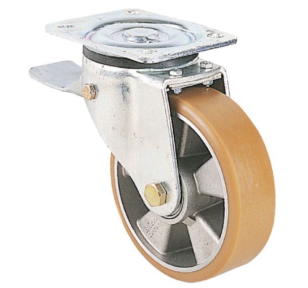 Roulette pivotante à platine et frein - Charge 180 à 900 kg