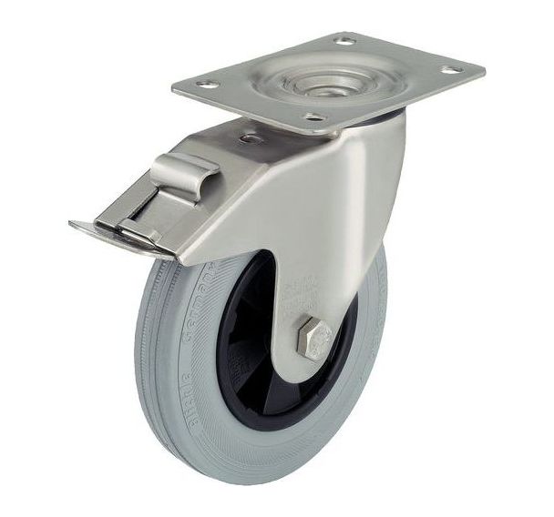 Roulette pivotante à platine et frein - Charge 50 à 205 kg