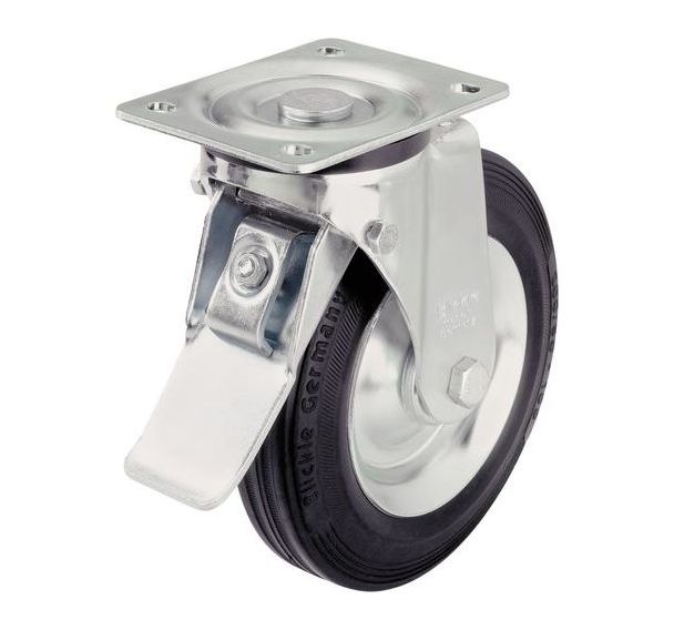 Roulette pivotante à platine et frein - Charge 50 à 295 kg