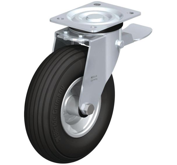Roulette pivotante à platine et frein - Charge 75 à 250 kg