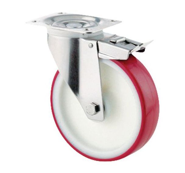 Roulette pivotante à platine et frein - Force 100 à 400 kg
