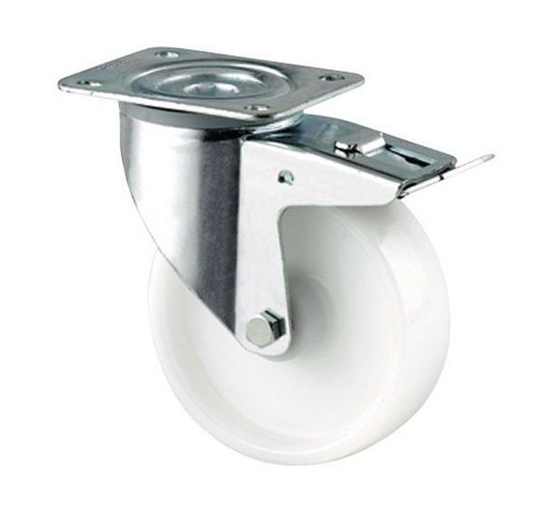 Roulette pivotante à platine et frein - Force 350 kg maxi