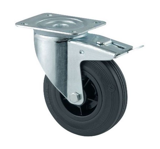 Roulette pivotante à platine et frein - Force 70 à 295 kg