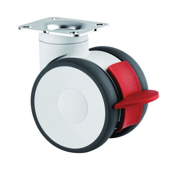 Roulette pivotante à tige filetée et frein - Capacité 100 kg