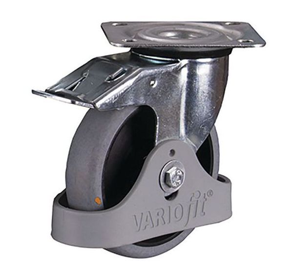 Roulette pivotante avec frein en caoutchouc plein ESD, 125 x 32 mm