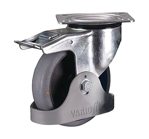 Roulette pivotante avec frein en caoutchouc plein ESD, 160 x 40 mm