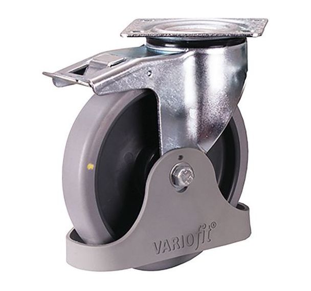 Roulette pivotante avec frein en caoutchouc plein ESD, 200 x 40 mm