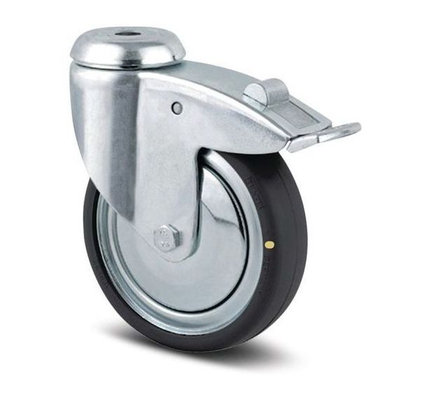 Roulette pivotante double frein de roue avec trou de fixation - TENTE